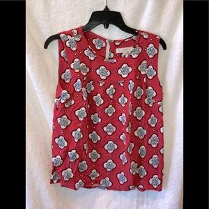 Sleeveless floral pattern red top Loft